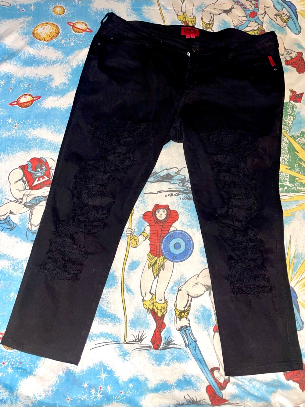 Tripp NYC sz 24 Black Distressed Fishnet Inlay Skinny Jeans Daang Goodman